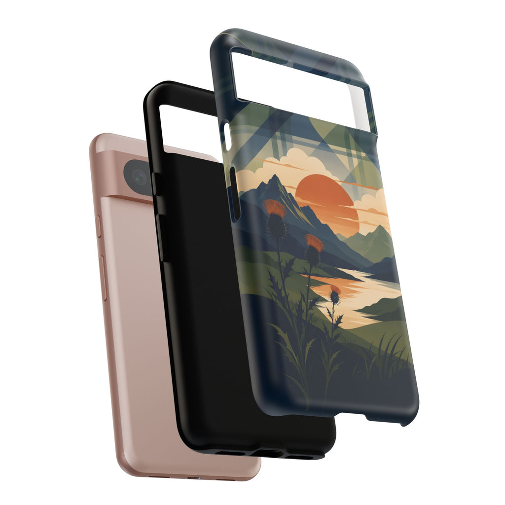 Highland Sunset Tartan Phone Case – Scottish Thistle Summer Festival Edition