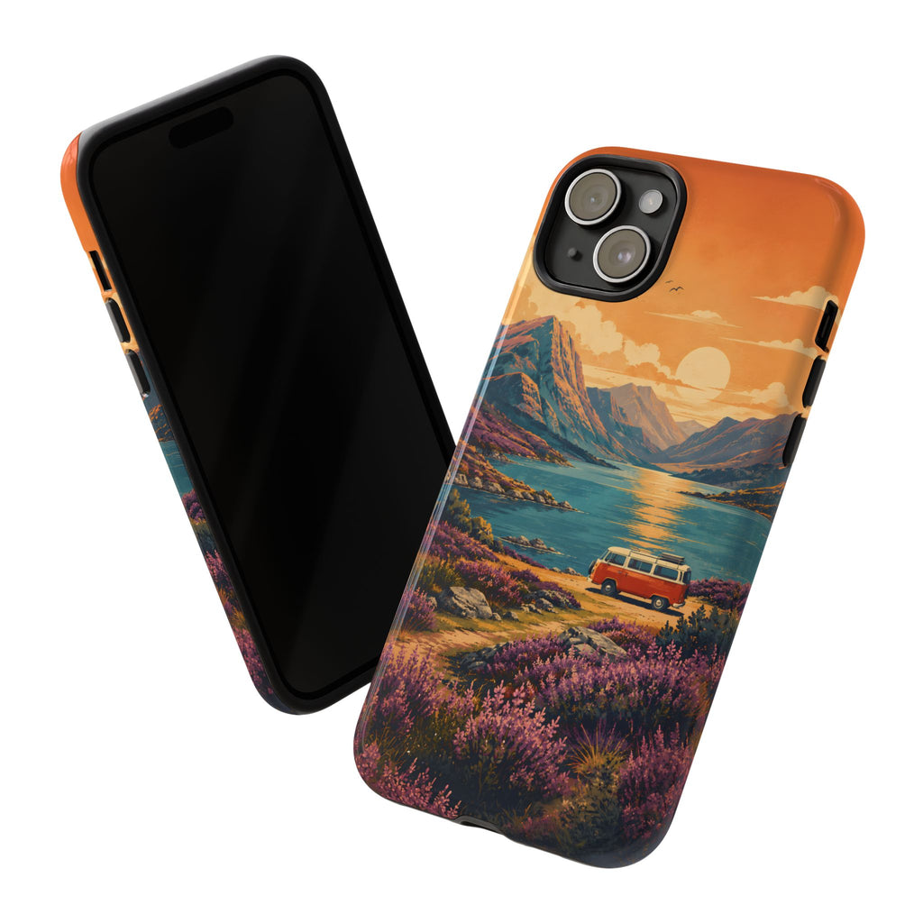 Highland Road Trip Phone Case – Scottish Loch Sunset & Heather Landscape