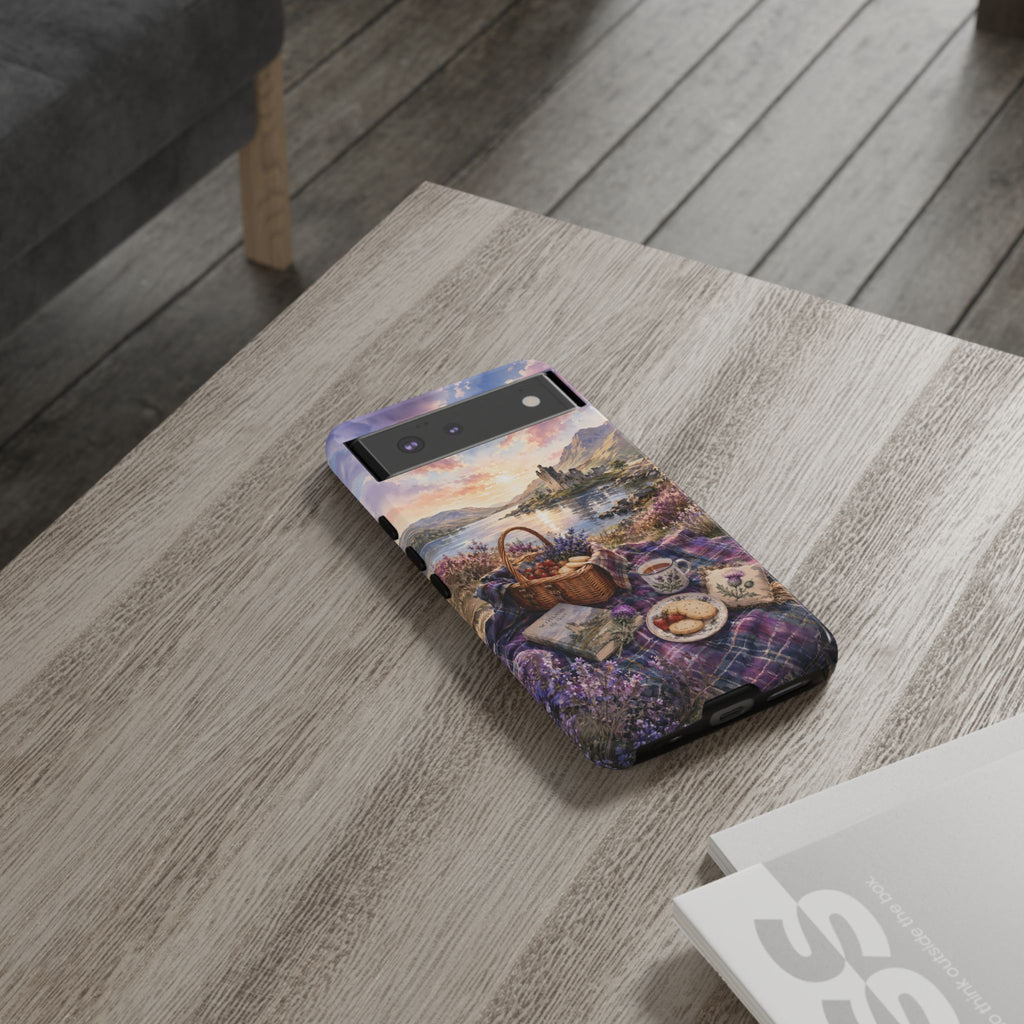 Highland Summer Picnic Phone Case – Scottish Castle & Thistle Art