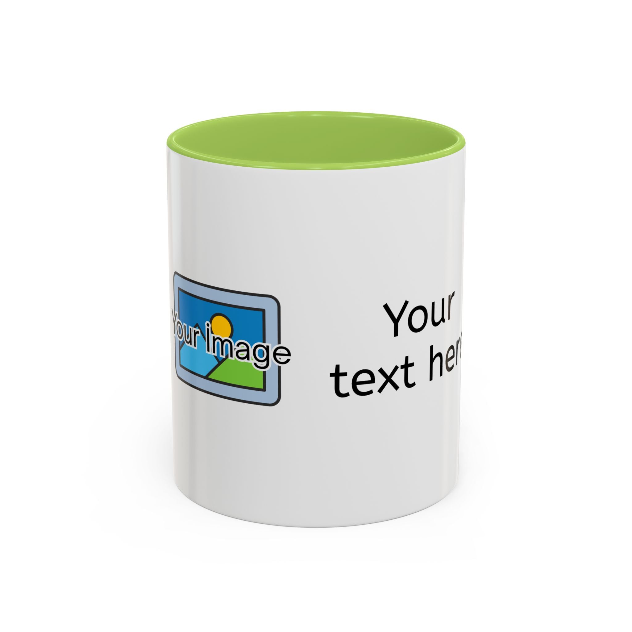 Personalized Accent Coffee Mug - Custom Text & Image, 11oz/15oz