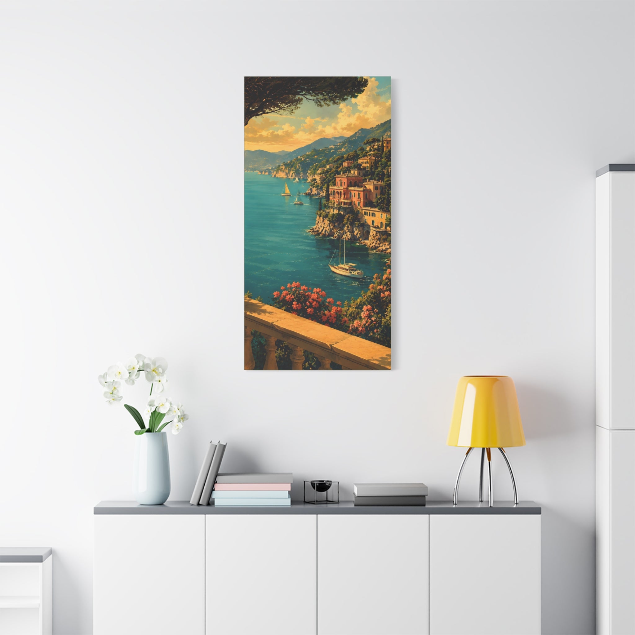 Mediterranean Coastal Canvas Print — Stretched Matte Wall Art