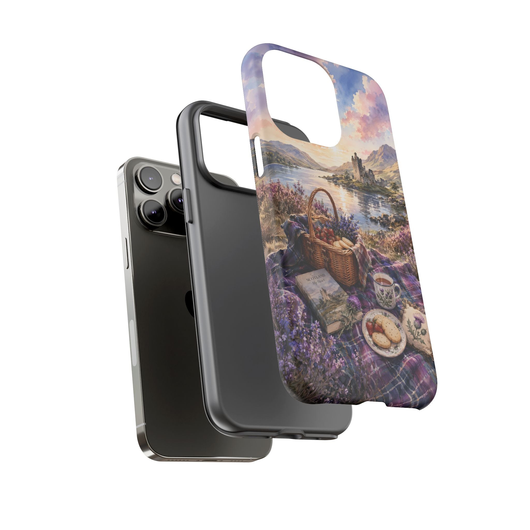 Highland Summer Picnic Phone Case – Scottish Castle & Thistle Art