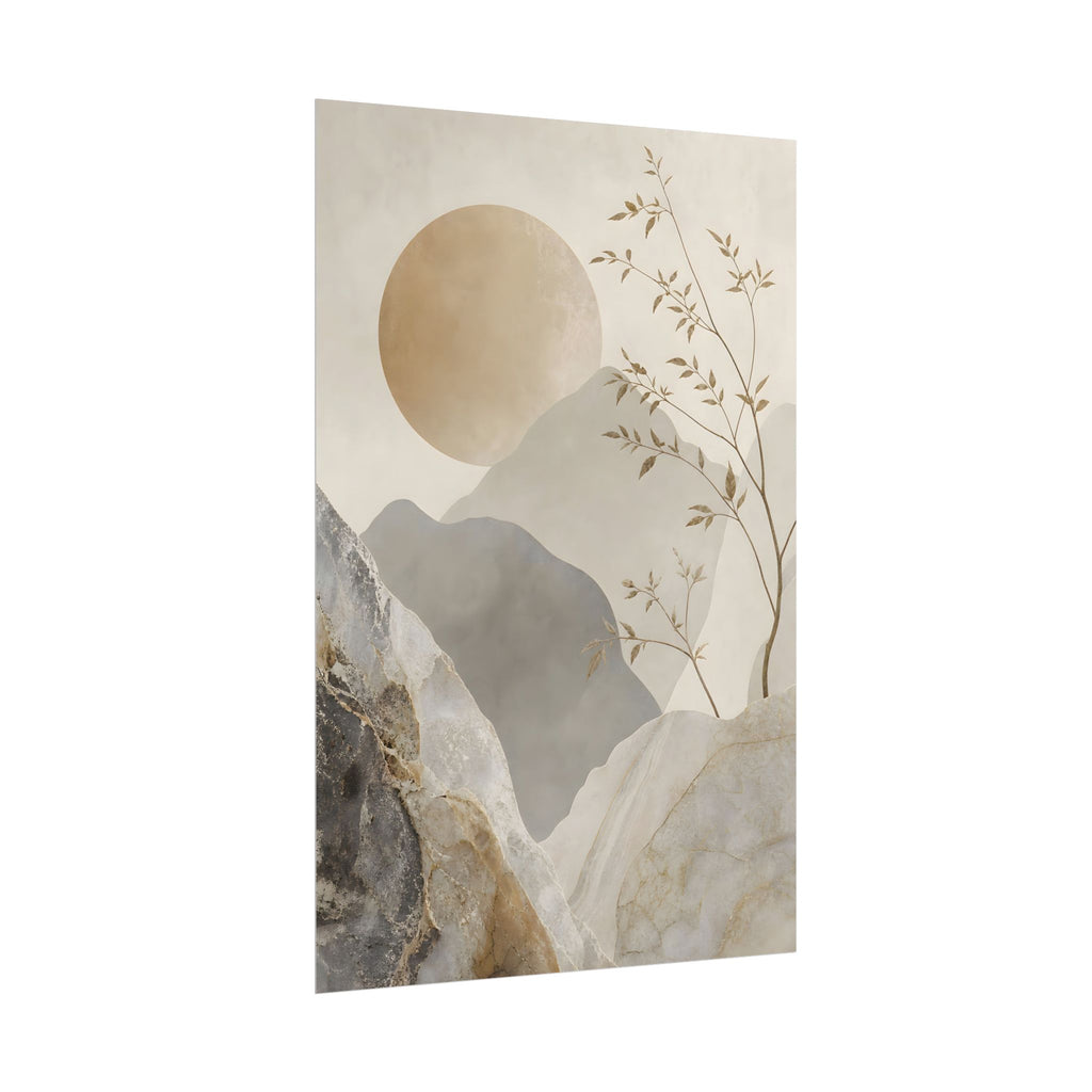 Neutral Minimalist Mountain Sun Rolled Poster