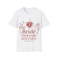 The Bride Hen Party T‑Shirt — Personalized Bachelorette Shirt with Heart Disco Design