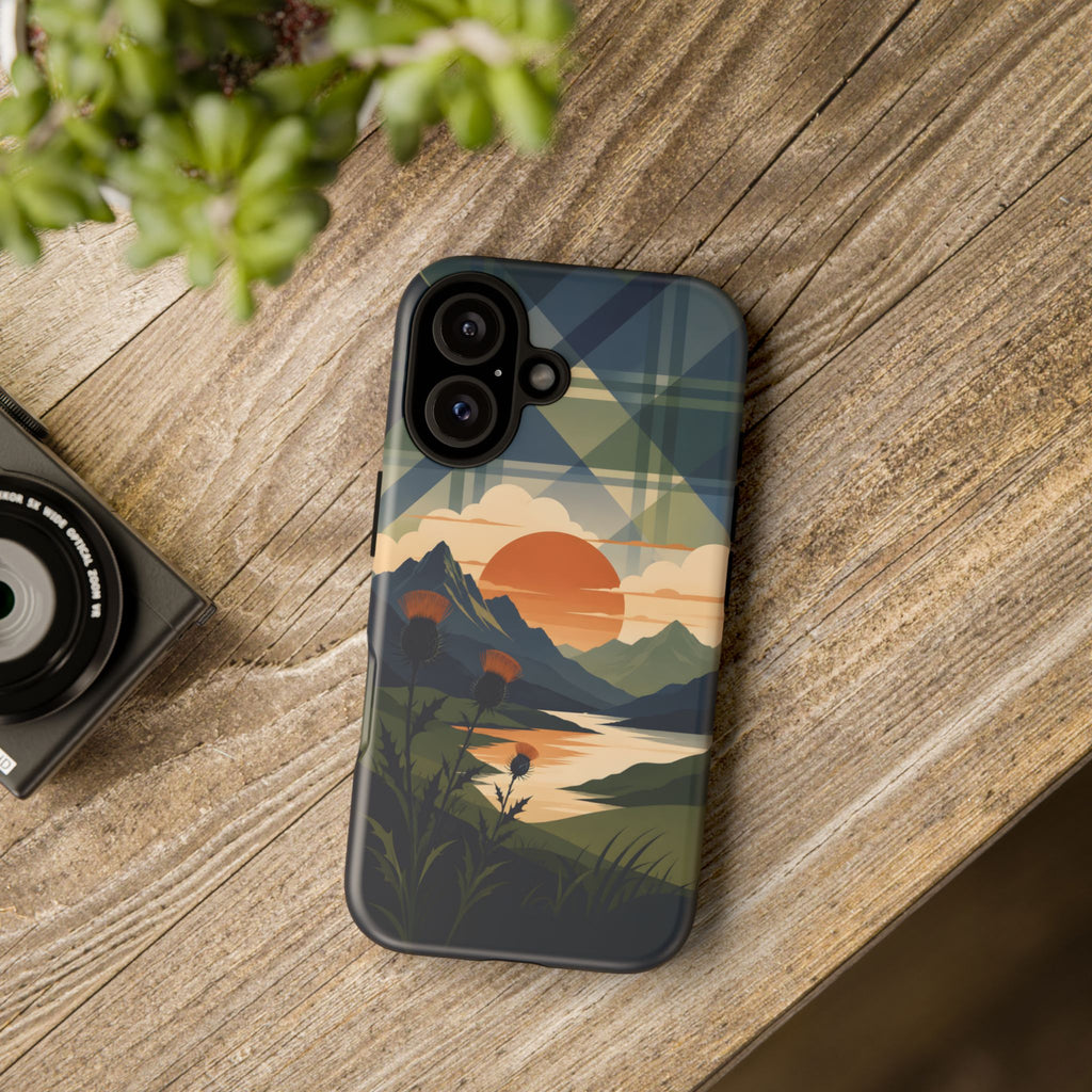 Highland Sunset Tartan Phone Case – Scottish Thistle Summer Festival Edition