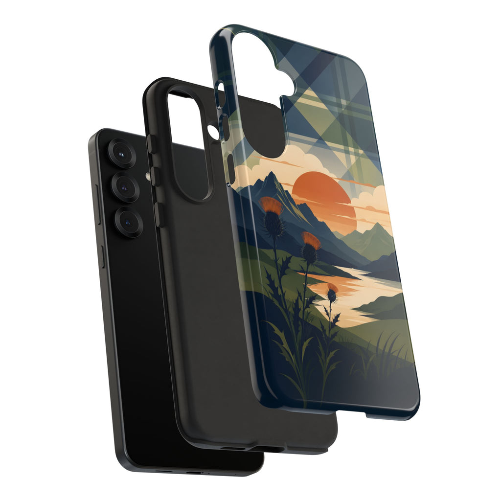 Highland Sunset Tartan Phone Case – Scottish Thistle Summer Festival Edition