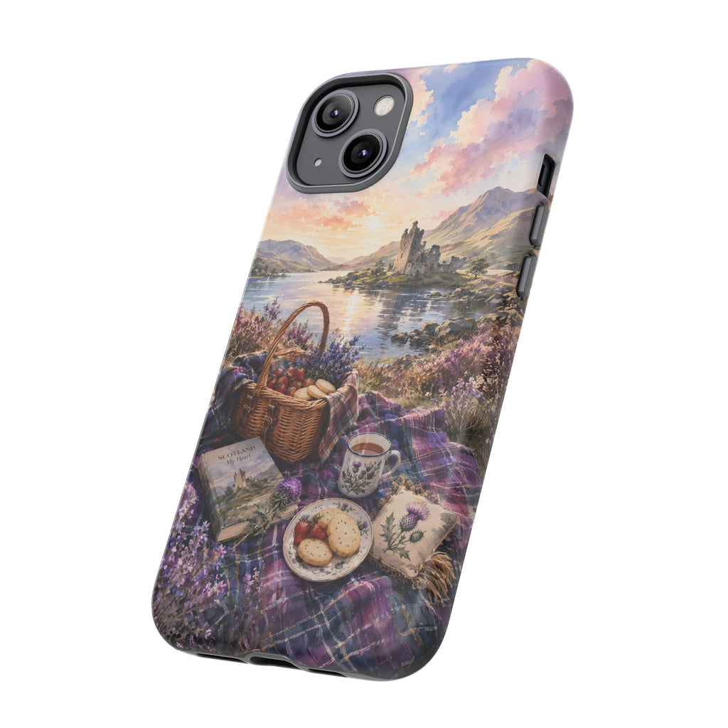 Highland Summer Picnic Phone Case – Scottish Castle & Thistle Art