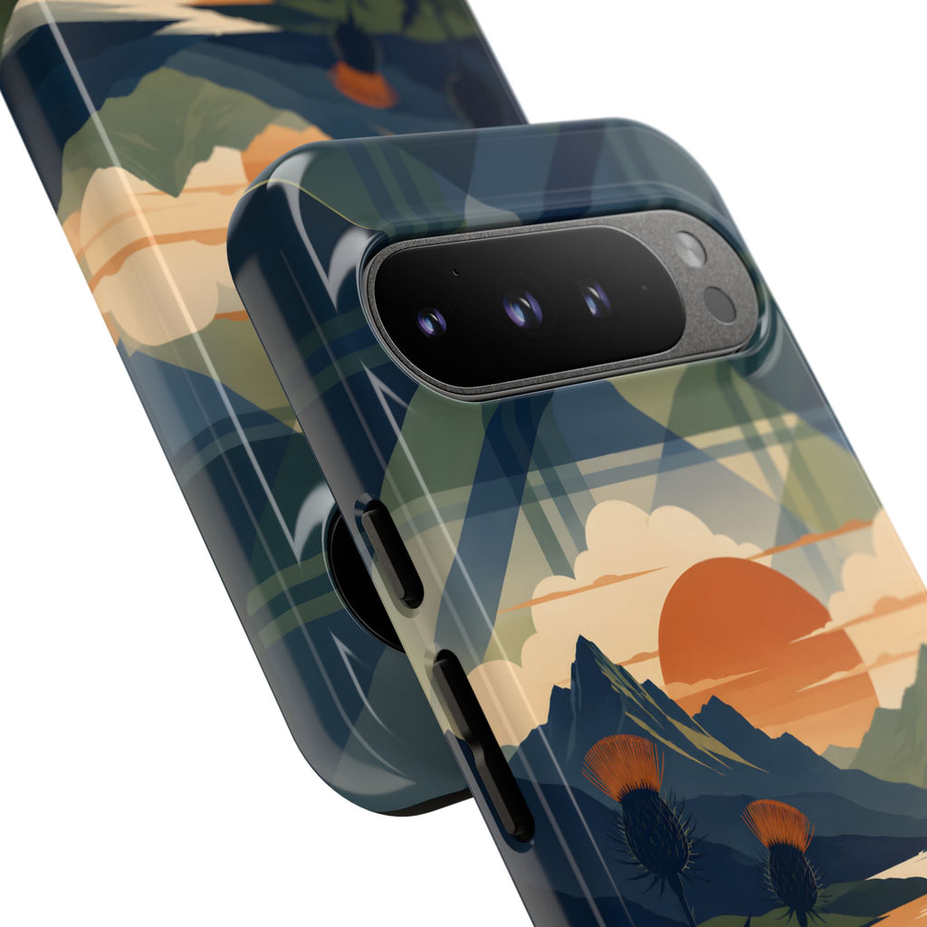 Highland Sunset Tartan Phone Case – Scottish Thistle Summer Festival Edition