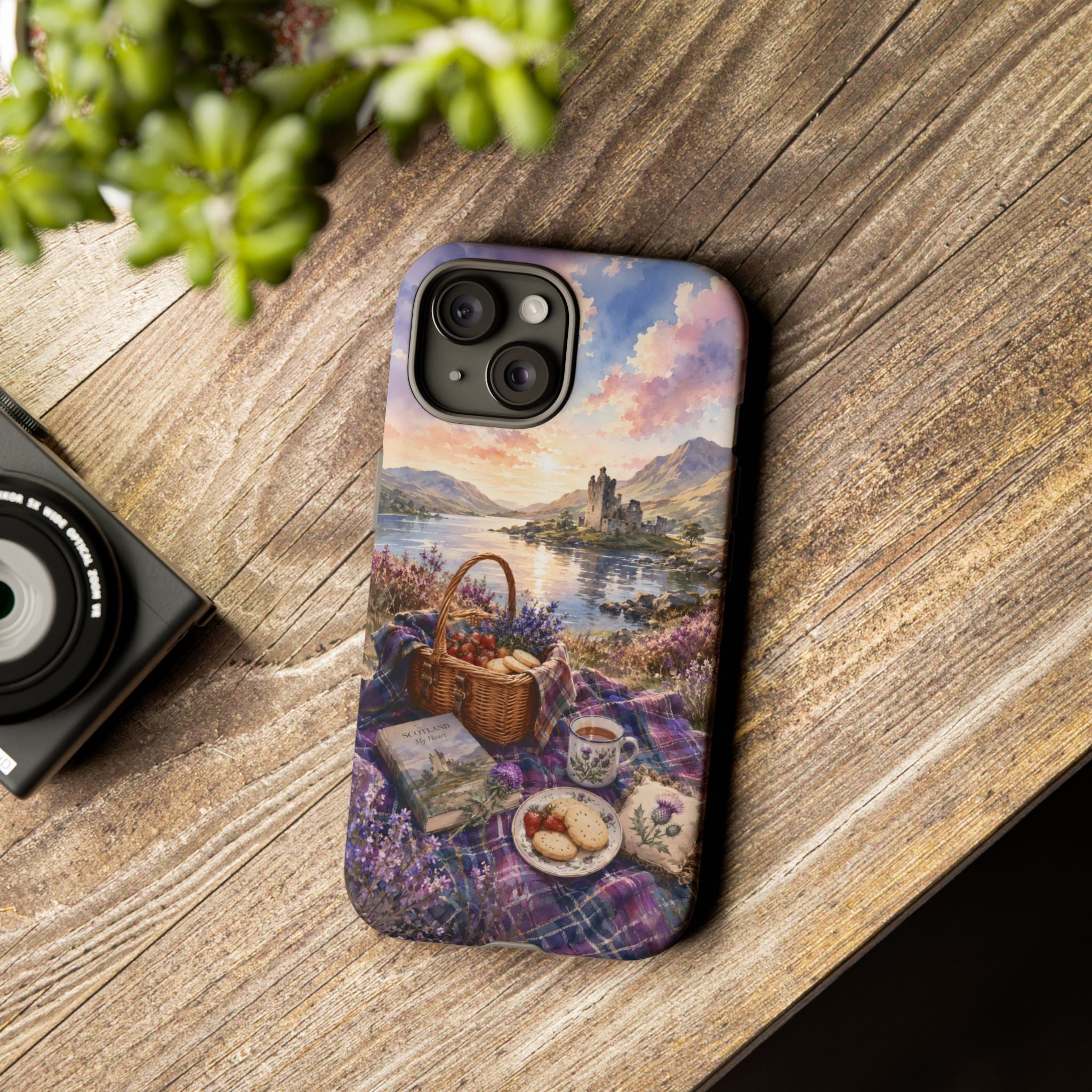 Highland Summer Picnic Phone Case – Scottish Castle & Thistle Art