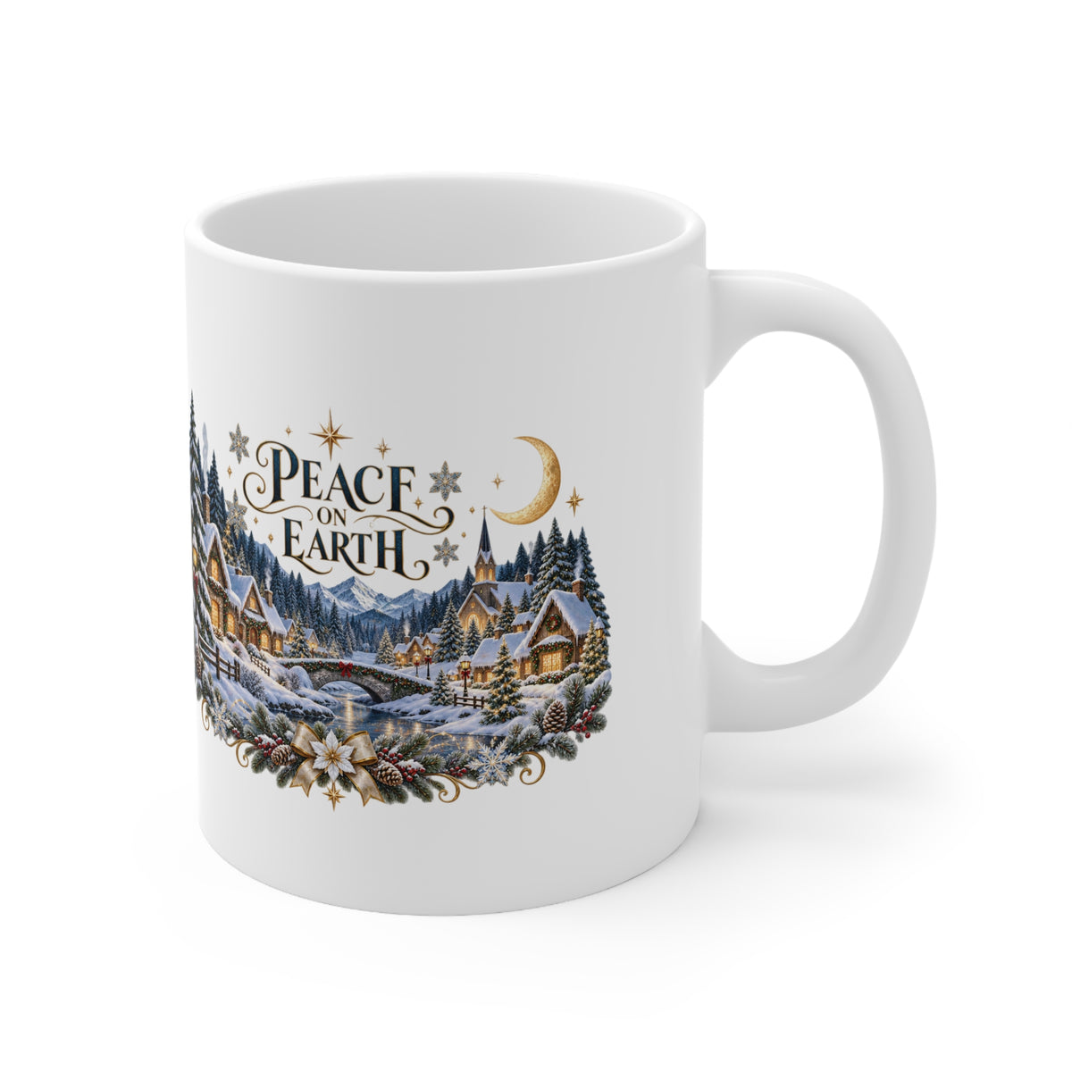 Peace on Earth Christmas Winter Village Ceramic Coffee Mug