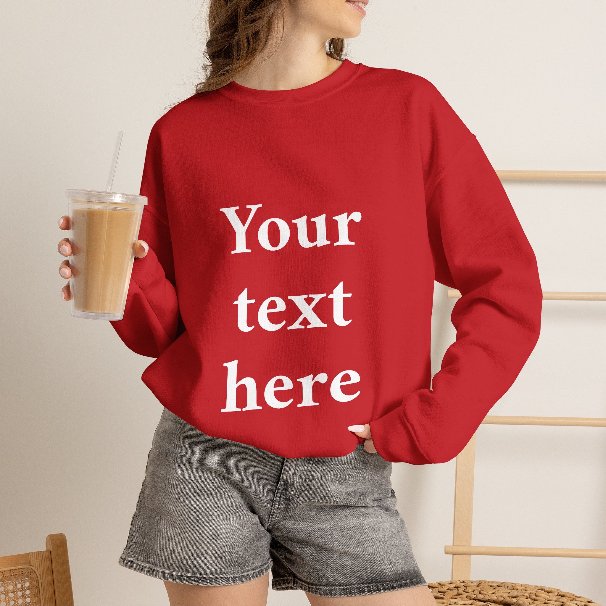 Custom Text Crewneck Sweatshirt — Personalized Minimalist Sweatshirt