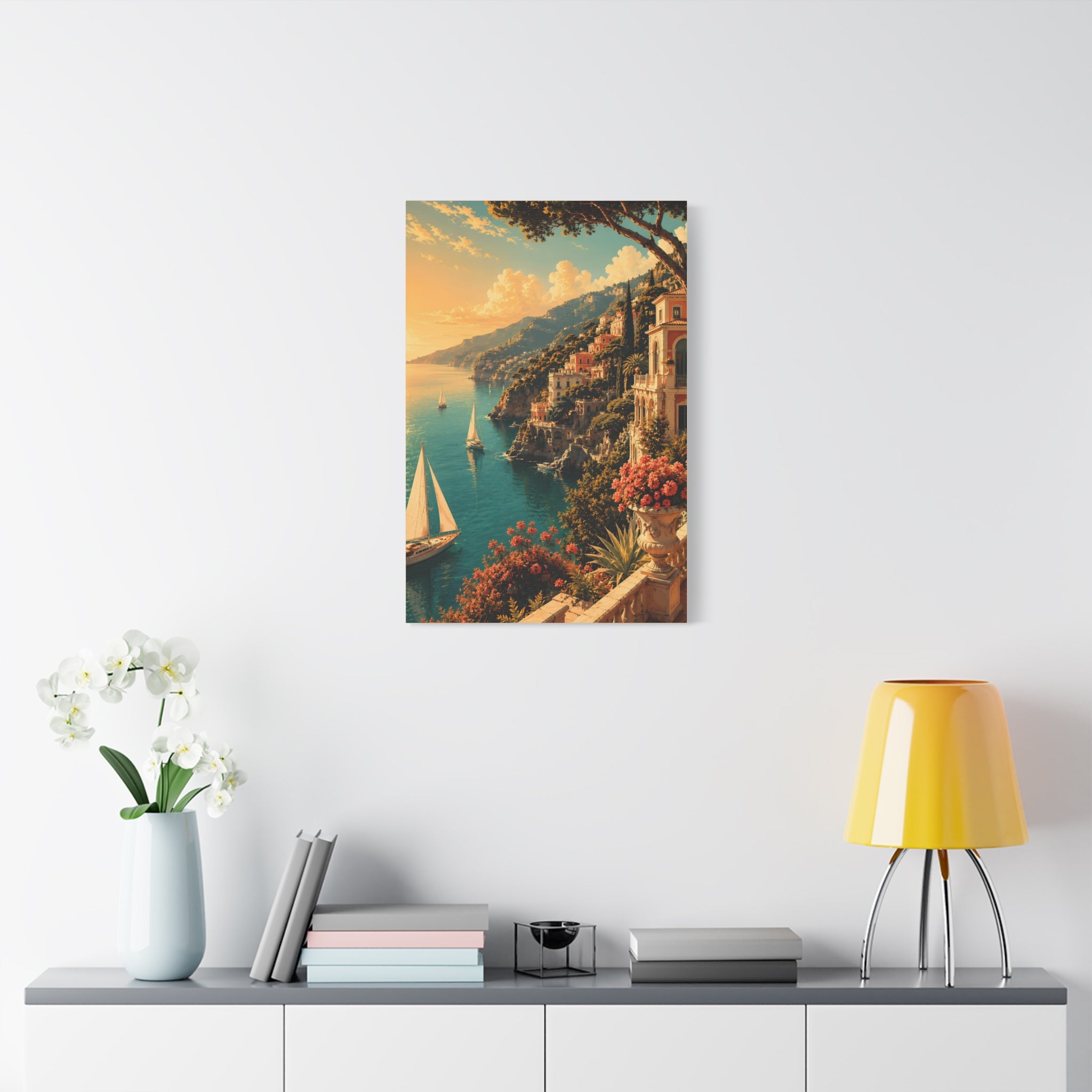Mediterranean Coastal Sunset Matte Canvas