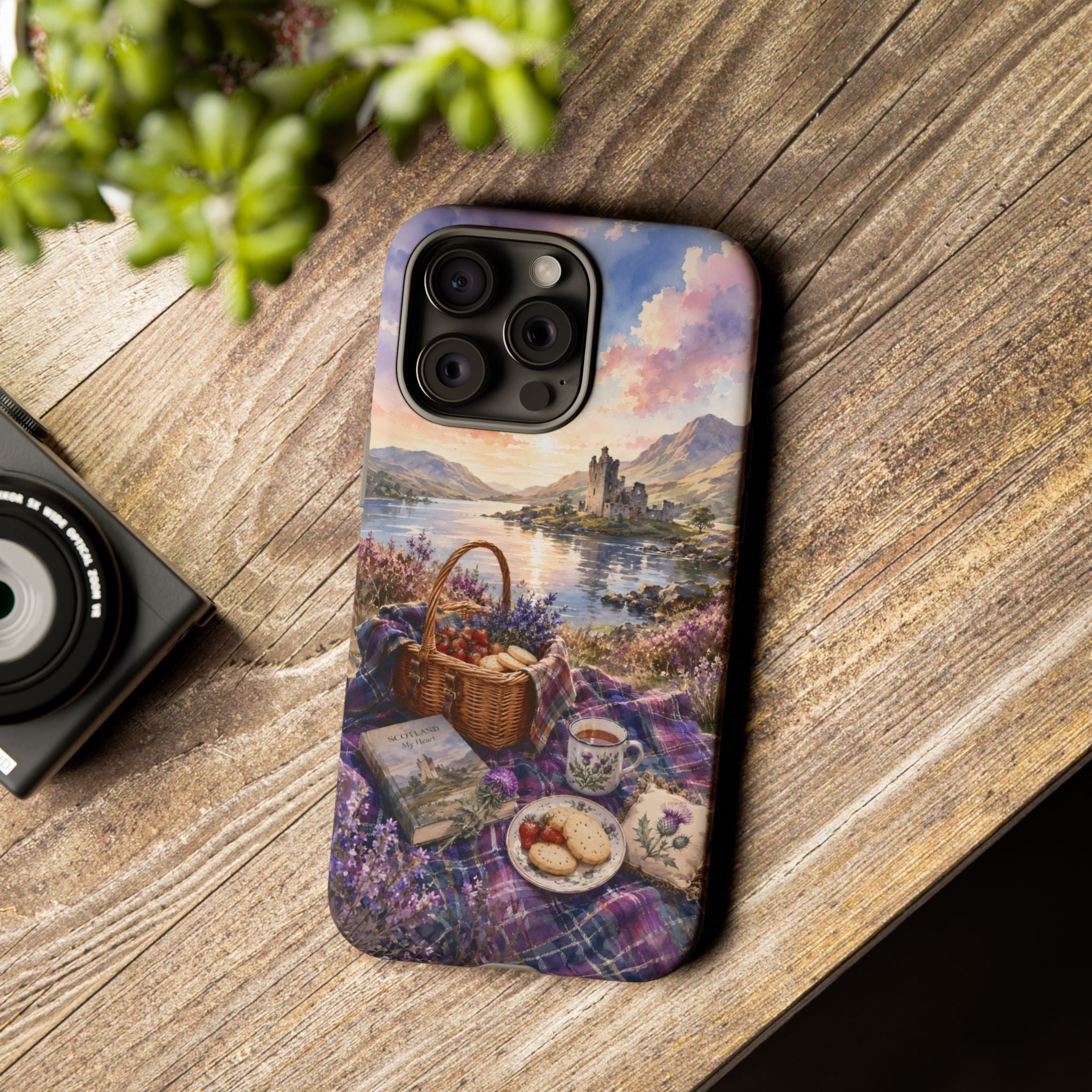 Highland Summer Picnic Phone Case – Scottish Castle & Thistle Art