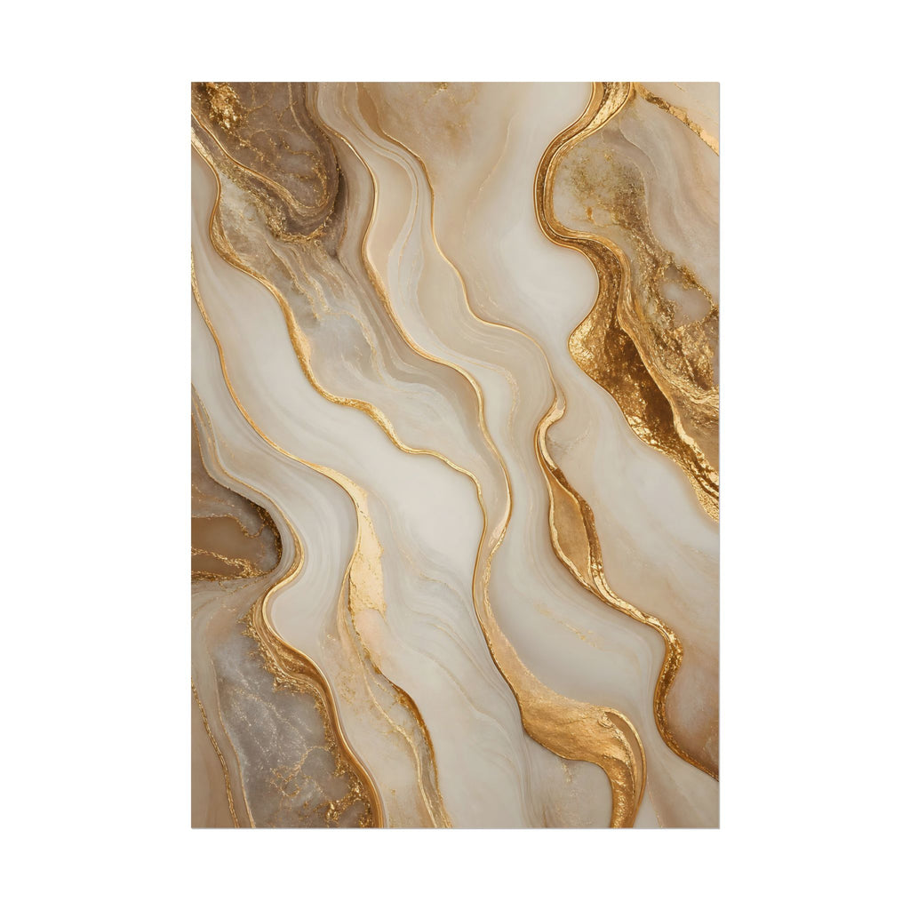 Rolled Poster – Gold Marble Abstract Wall Art, Luxe Swirl Print for Living Room & Office