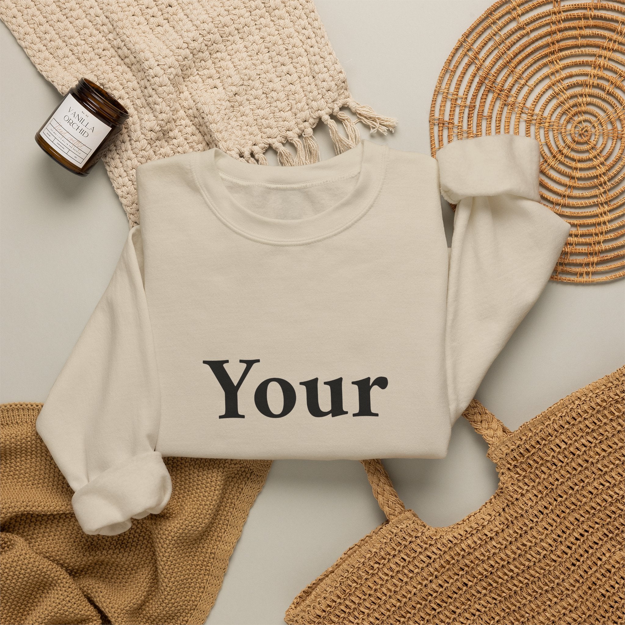 Custom Text Crewneck Sweatshirt — Personalized Minimalist Sweatshirt