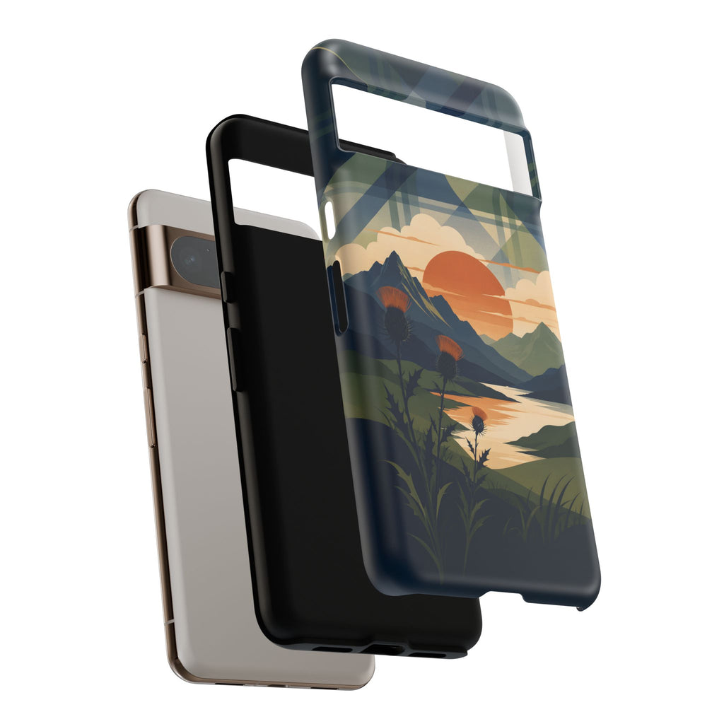 Highland Sunset Tartan Phone Case – Scottish Thistle Summer Festival Edition
