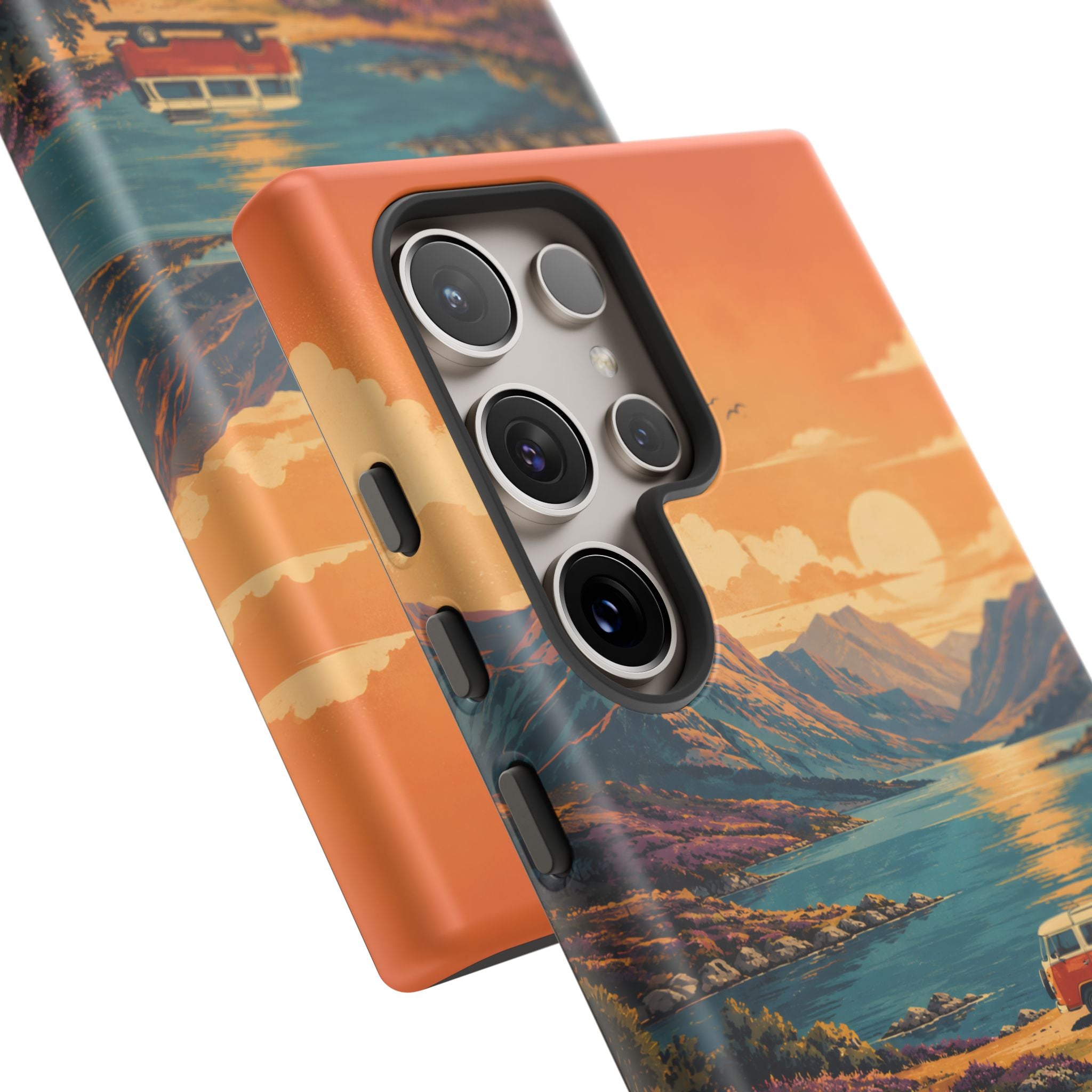 Highland Road Trip Phone Case – Scottish Loch Sunset & Heather Landscape