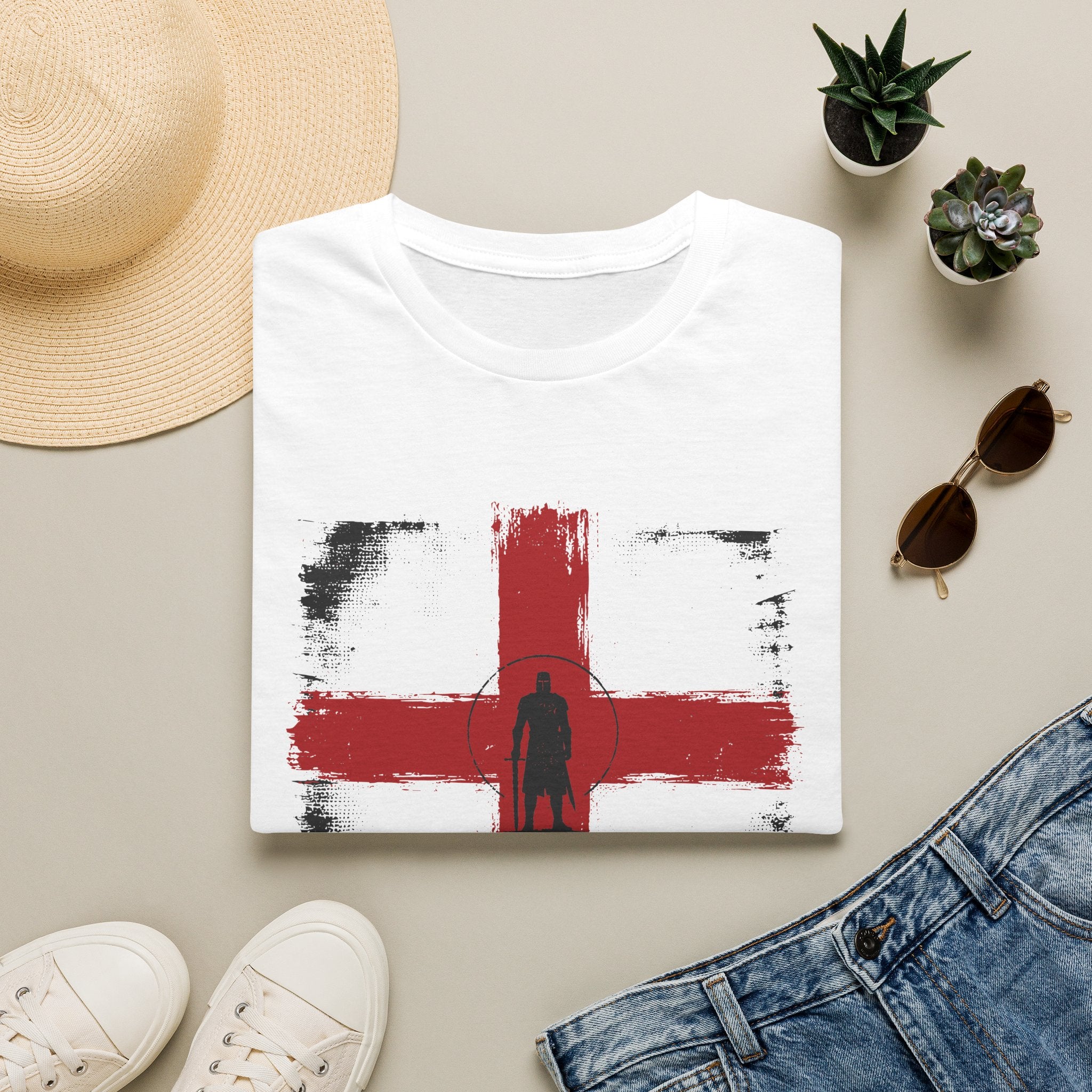 England St. George Flag T-Shirt — Vintage Distressed Football Supporter Tee