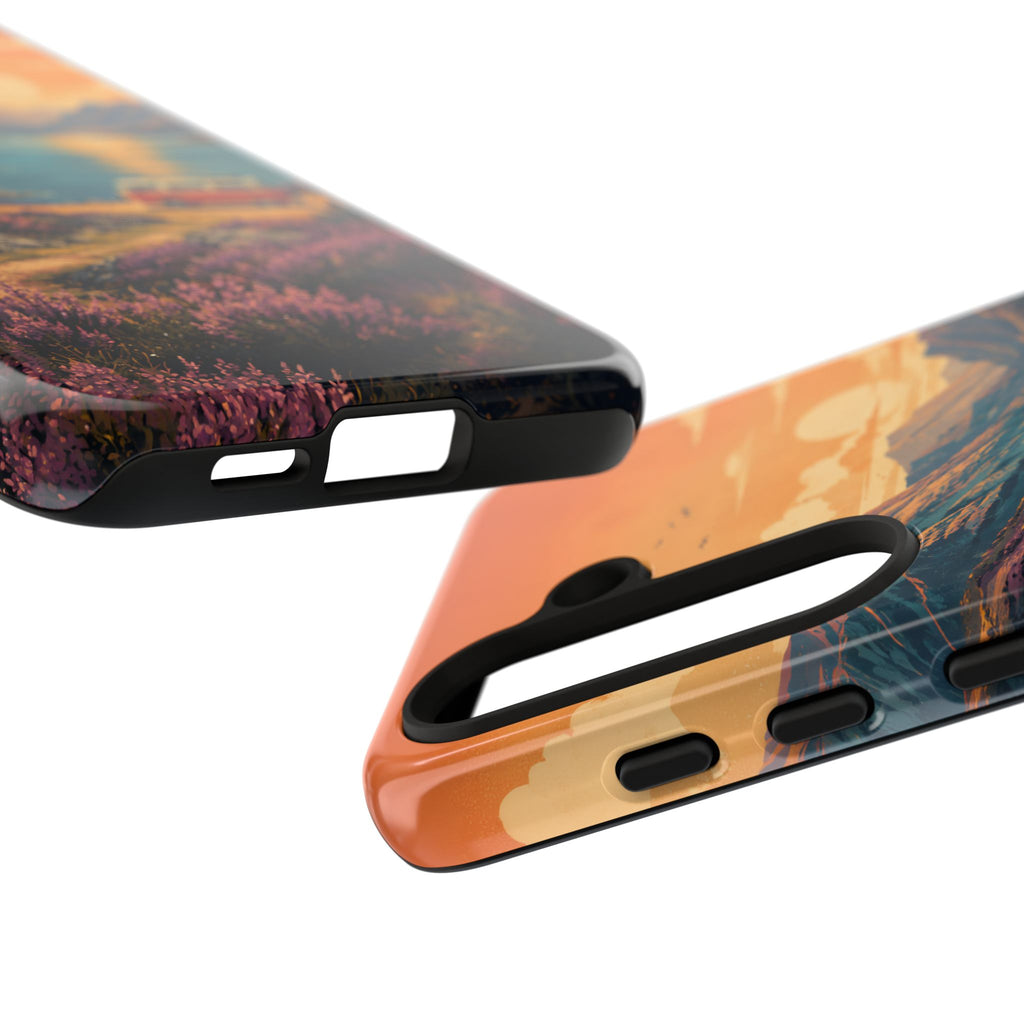 Highland Road Trip Phone Case – Scottish Loch Sunset & Heather Landscape