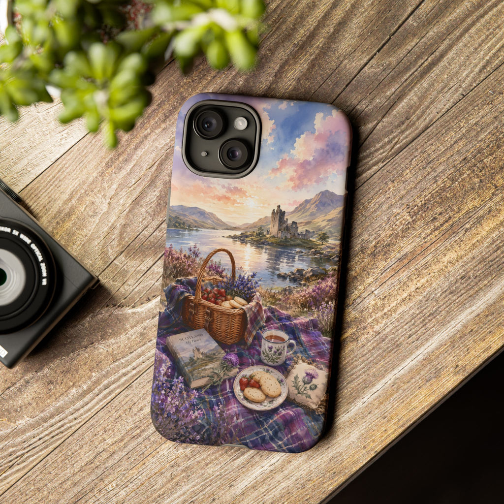 Highland Summer Picnic Phone Case – Scottish Castle & Thistle Art