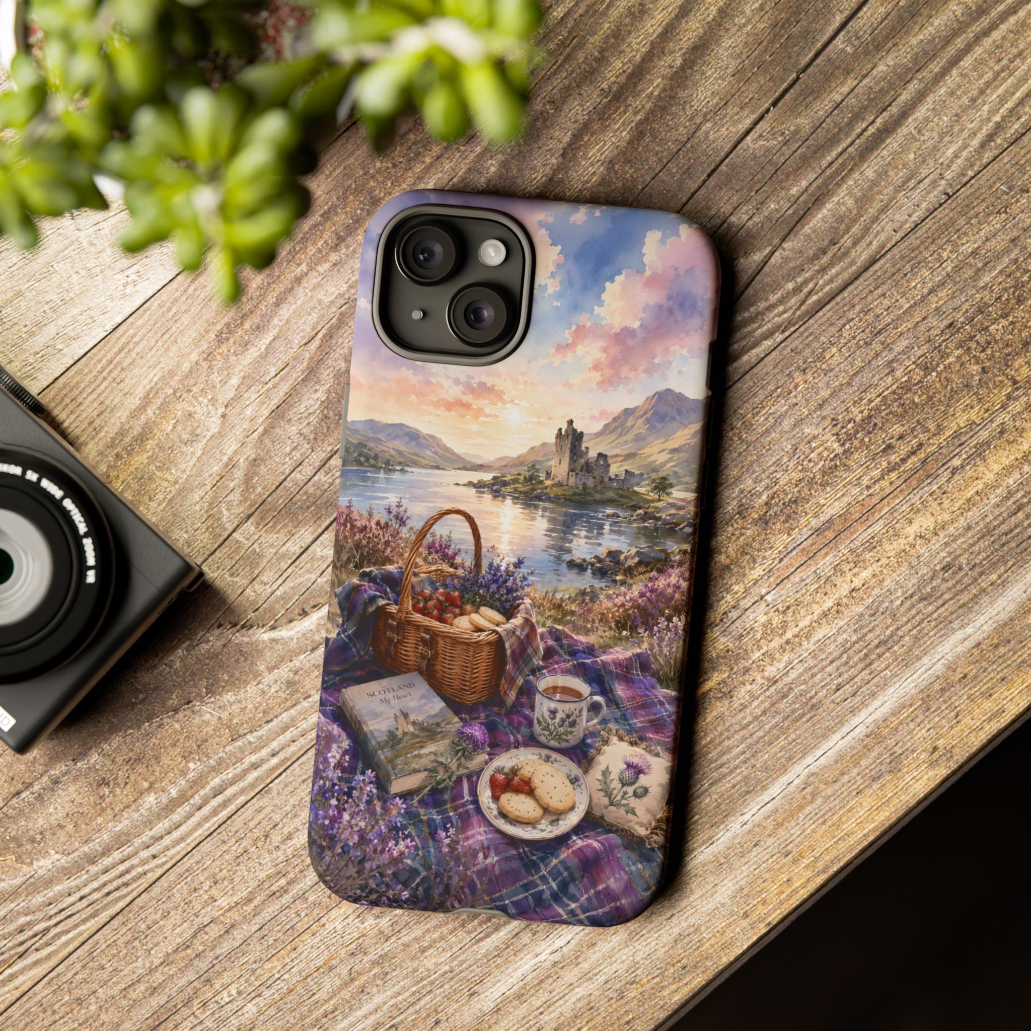 Highland Summer Picnic Phone Case – Scottish Castle & Thistle Art