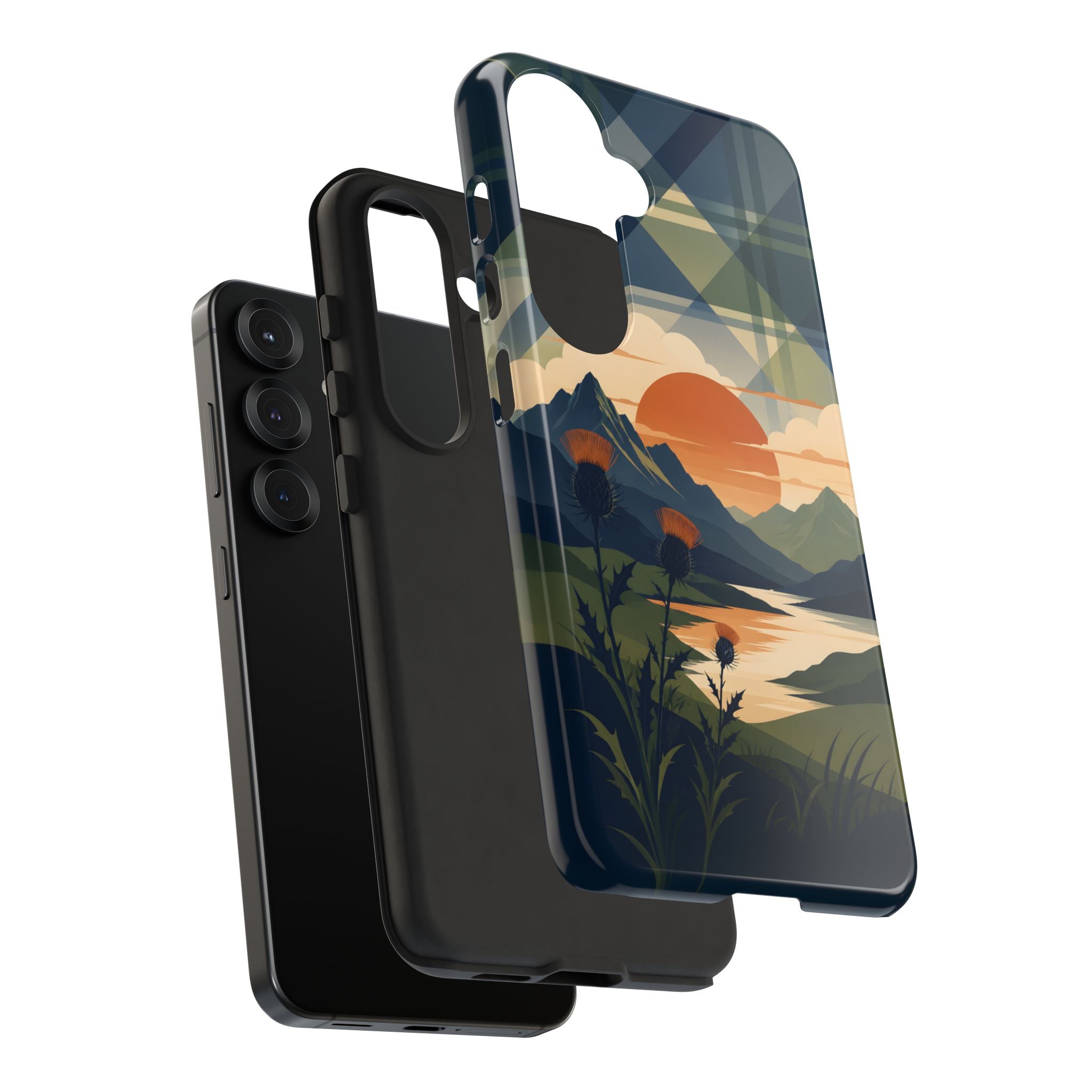 Highland Sunset Tartan Phone Case – Scottish Thistle Summer Festival Edition