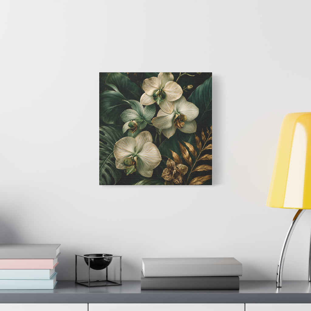 Orchid & Tropical Foliage Matte Canvas Print — Stretched Wall Art