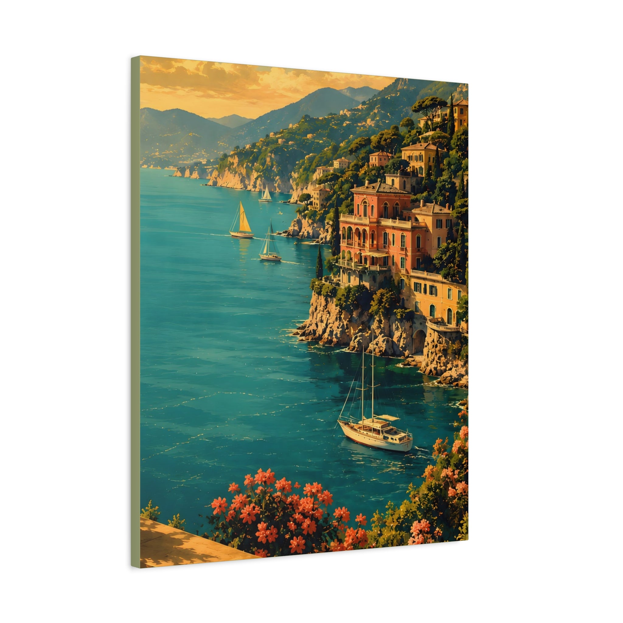 Mediterranean Coastal Canvas Print — Stretched Matte Wall Art