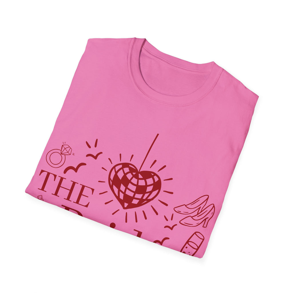 The Bride Hen Party T‑Shirt — Personalized Bachelorette Shirt with Heart Disco Design