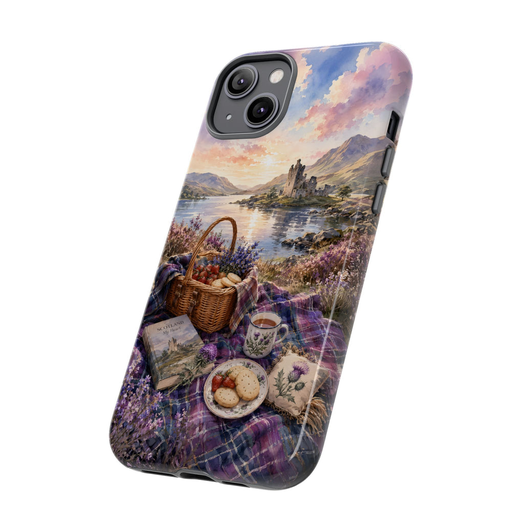 Highland Summer Picnic Phone Case – Scottish Castle & Thistle Art