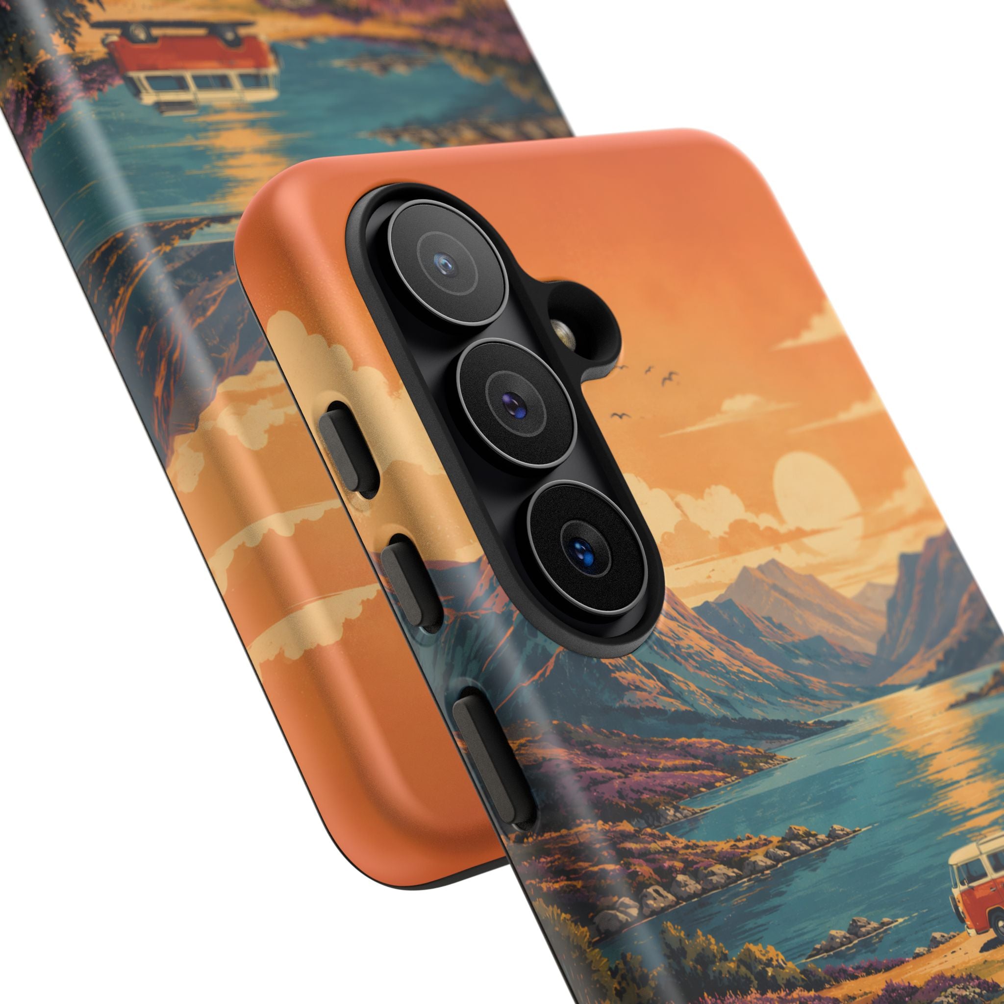 Highland Road Trip Phone Case – Scottish Loch Sunset & Heather Landscape
