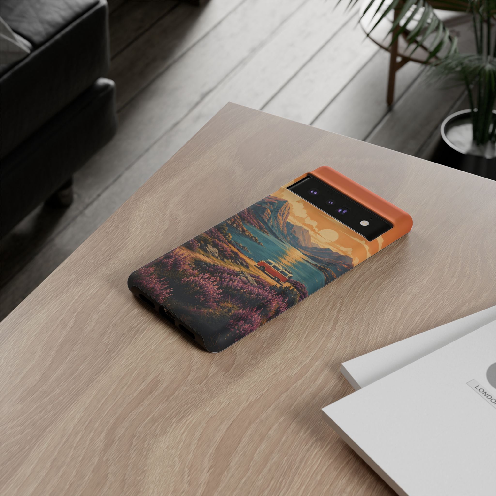 Highland Road Trip Phone Case – Scottish Loch Sunset & Heather Landscape