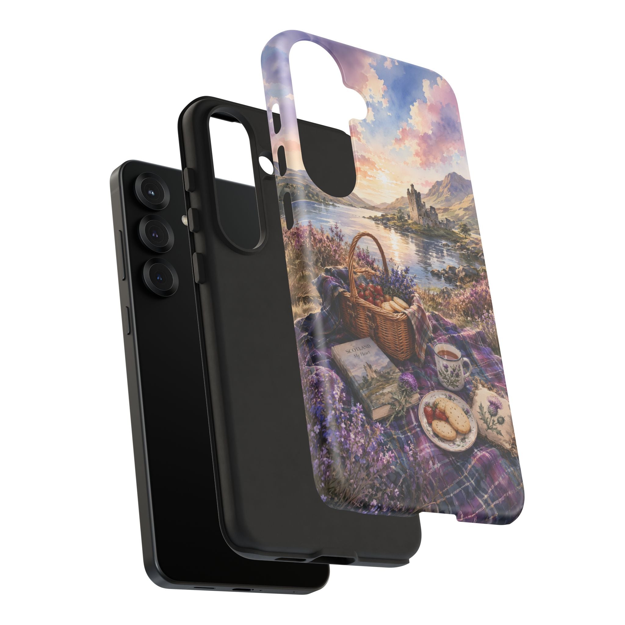 Highland Summer Picnic Phone Case – Scottish Castle & Thistle Art