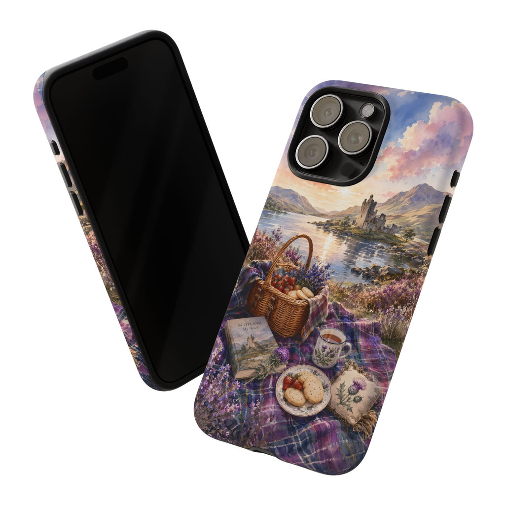 Highland Summer Picnic Phone Case – Scottish Castle & Thistle Art