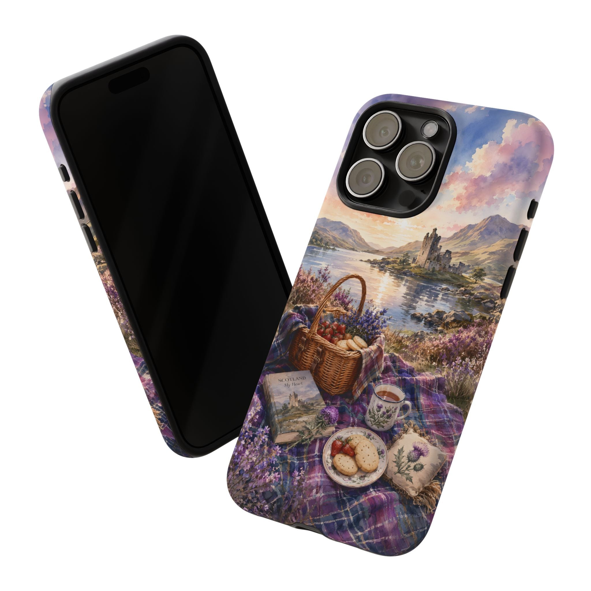 Highland Summer Picnic Phone Case – Scottish Castle & Thistle Art