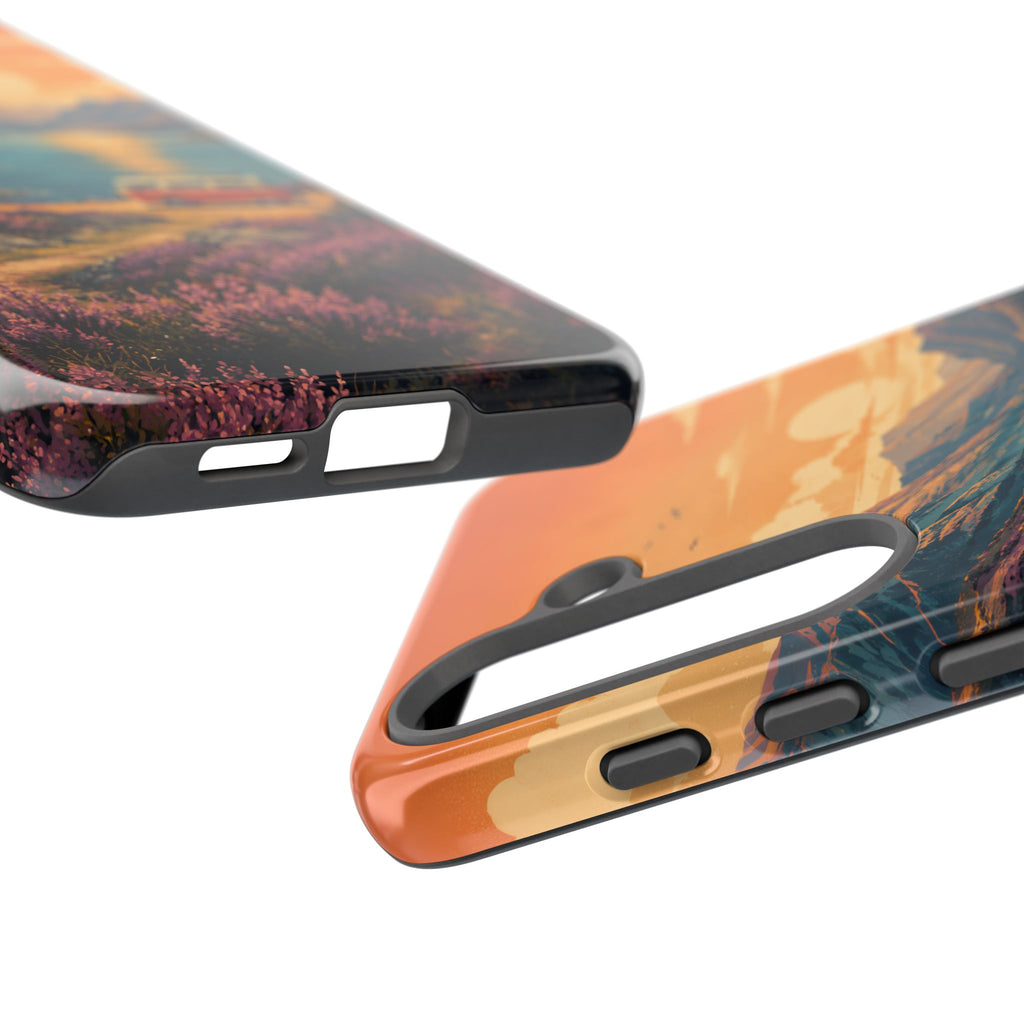 Highland Road Trip Phone Case – Scottish Loch Sunset & Heather Landscape
