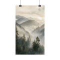 Mist-Filled Mountain Forest Rolled Poster — Serene Nature Wall Art