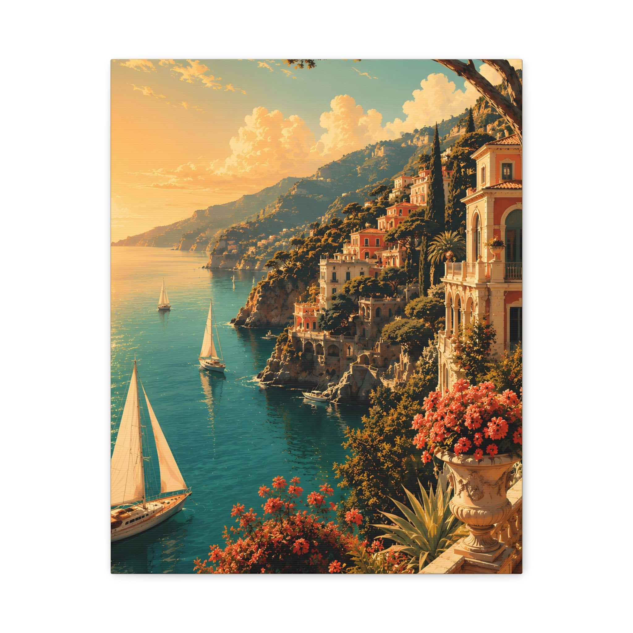 Mediterranean Coastal Sunset Matte Canvas