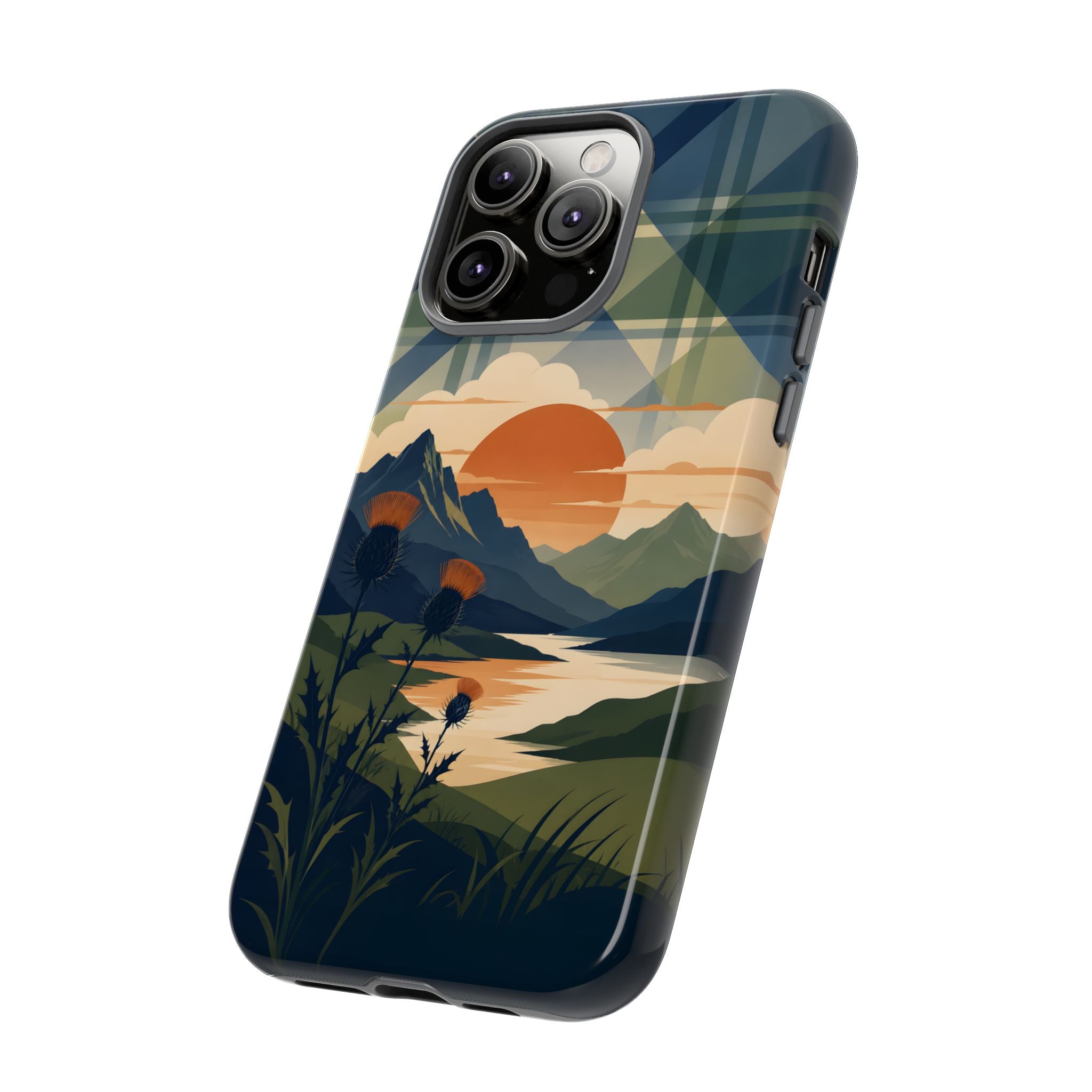 Highland Sunset Tartan Phone Case – Scottish Thistle Summer Festival Edition