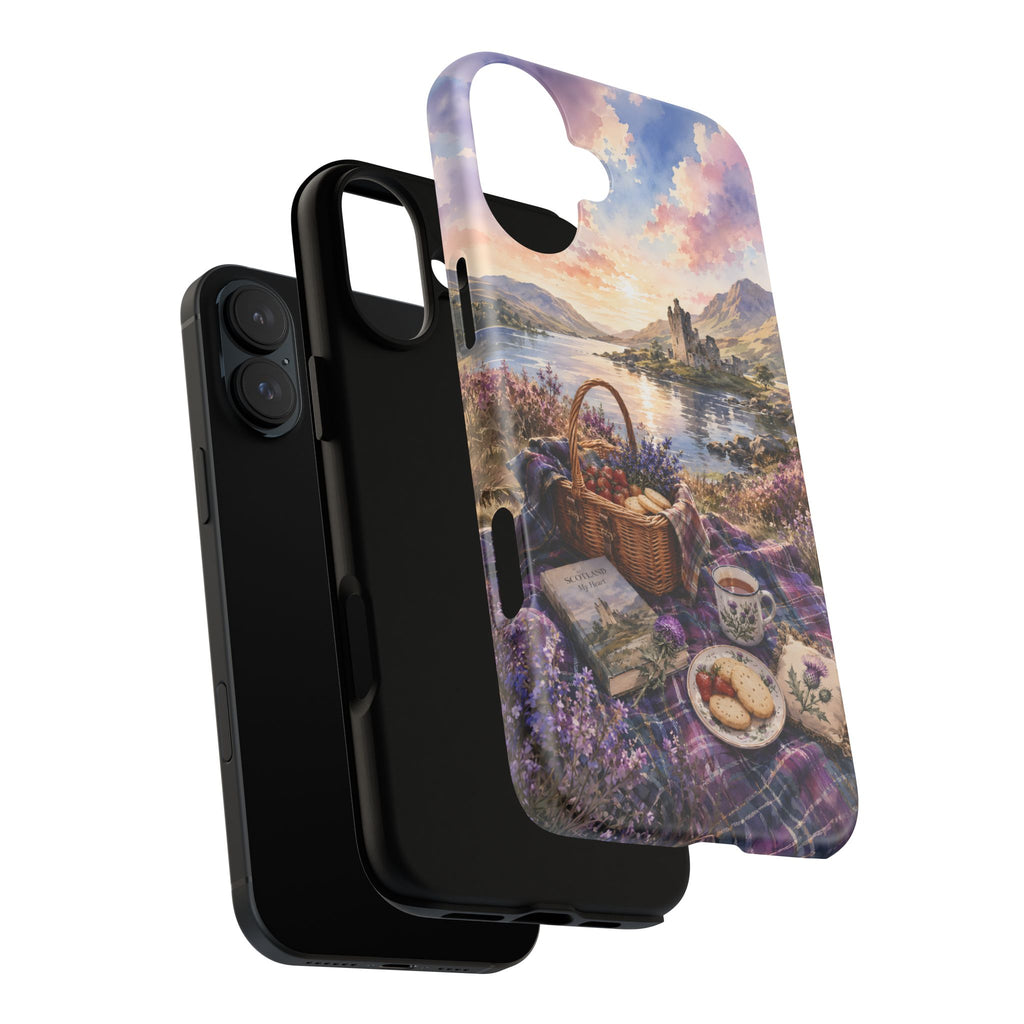 Highland Summer Picnic Phone Case – Scottish Castle & Thistle Art