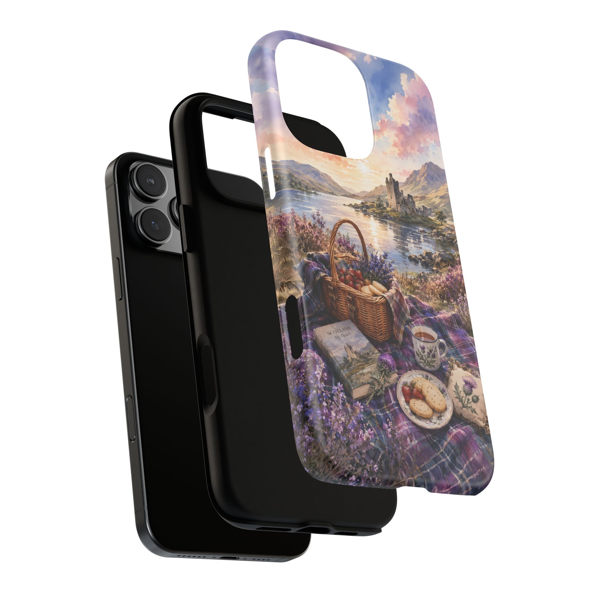 Highland Summer Picnic Phone Case – Scottish Castle & Thistle Art