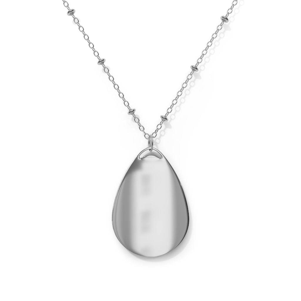 Personalized Oval Necklace Pendant — Engraved Teardrop Name Jewelry