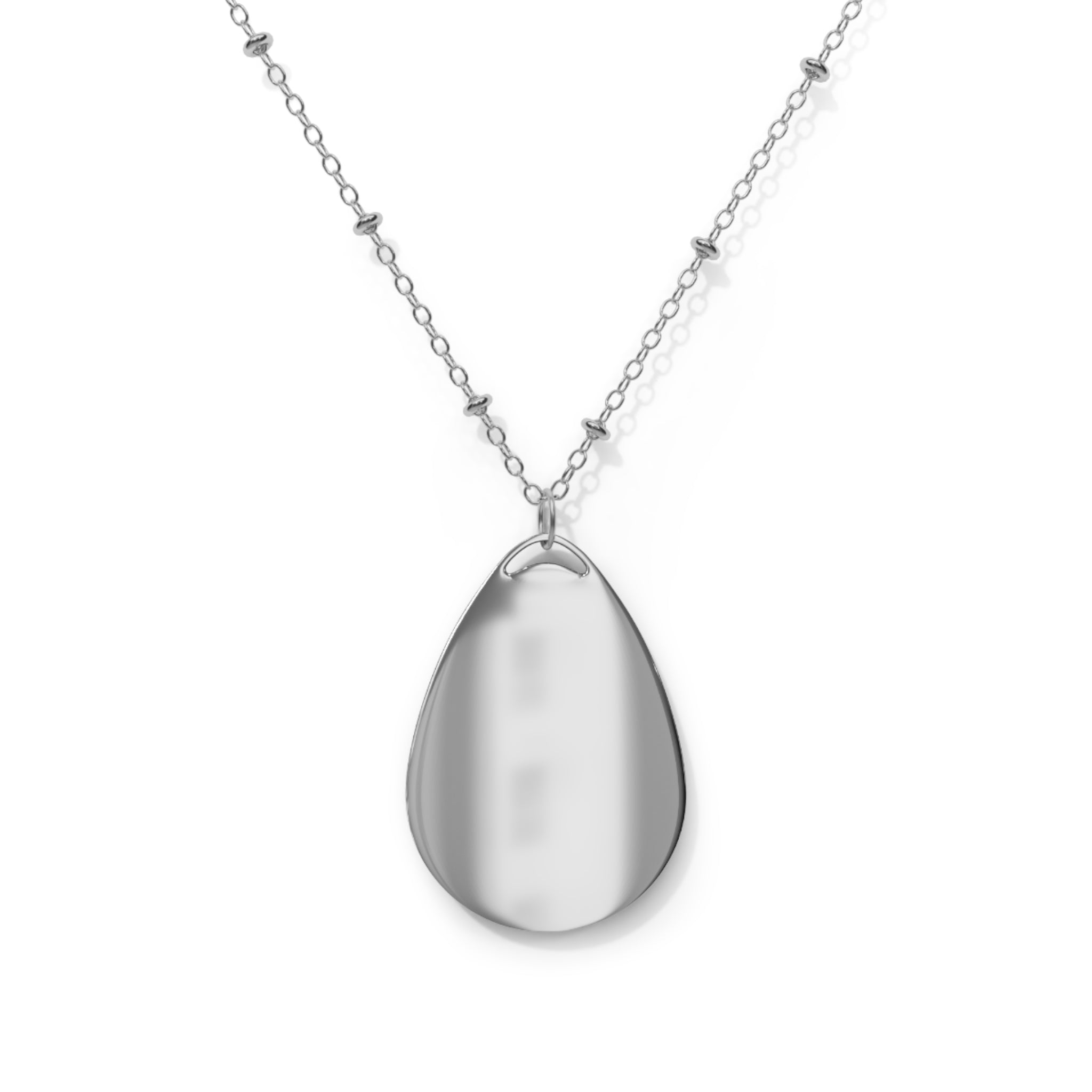 Personalized Oval Necklace Pendant — Engraved Teardrop Name Jewelry