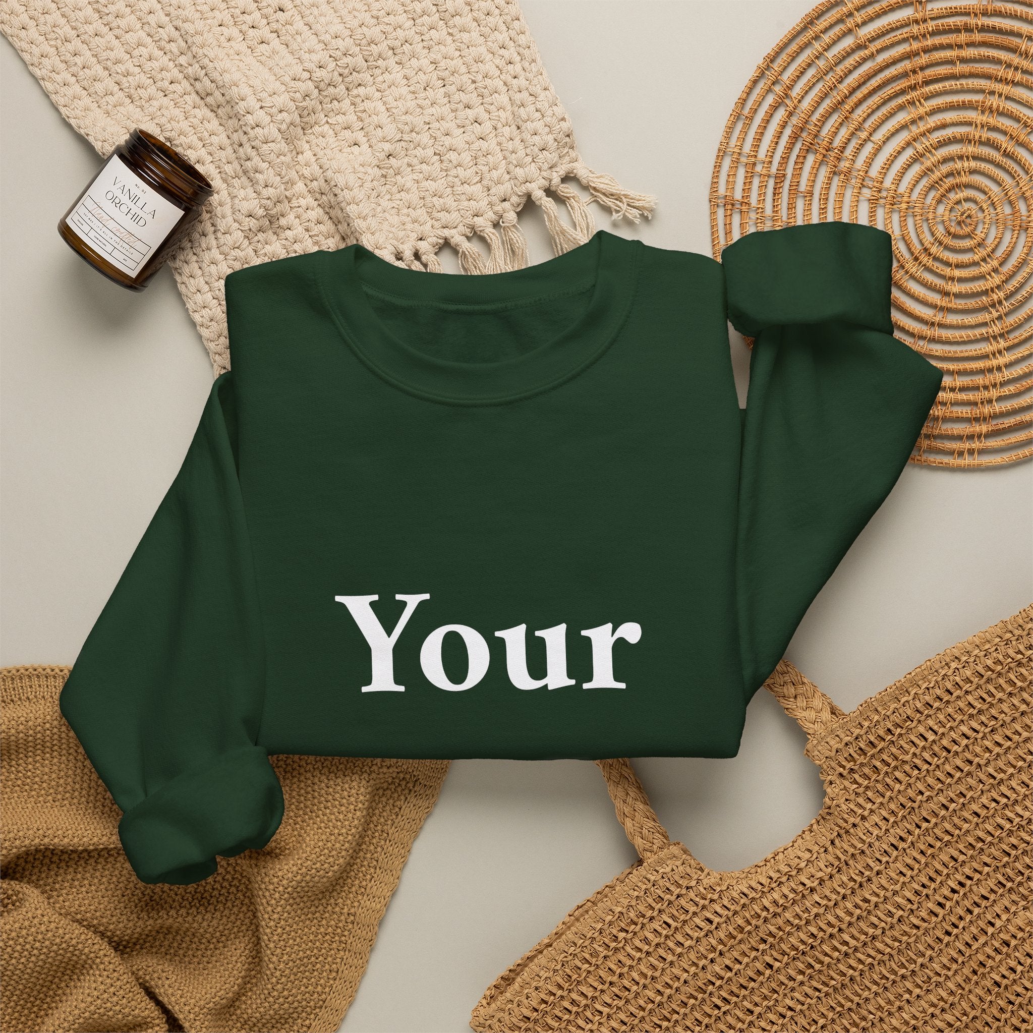 Custom Text Crewneck Sweatshirt — Personalized Minimalist Sweatshirt