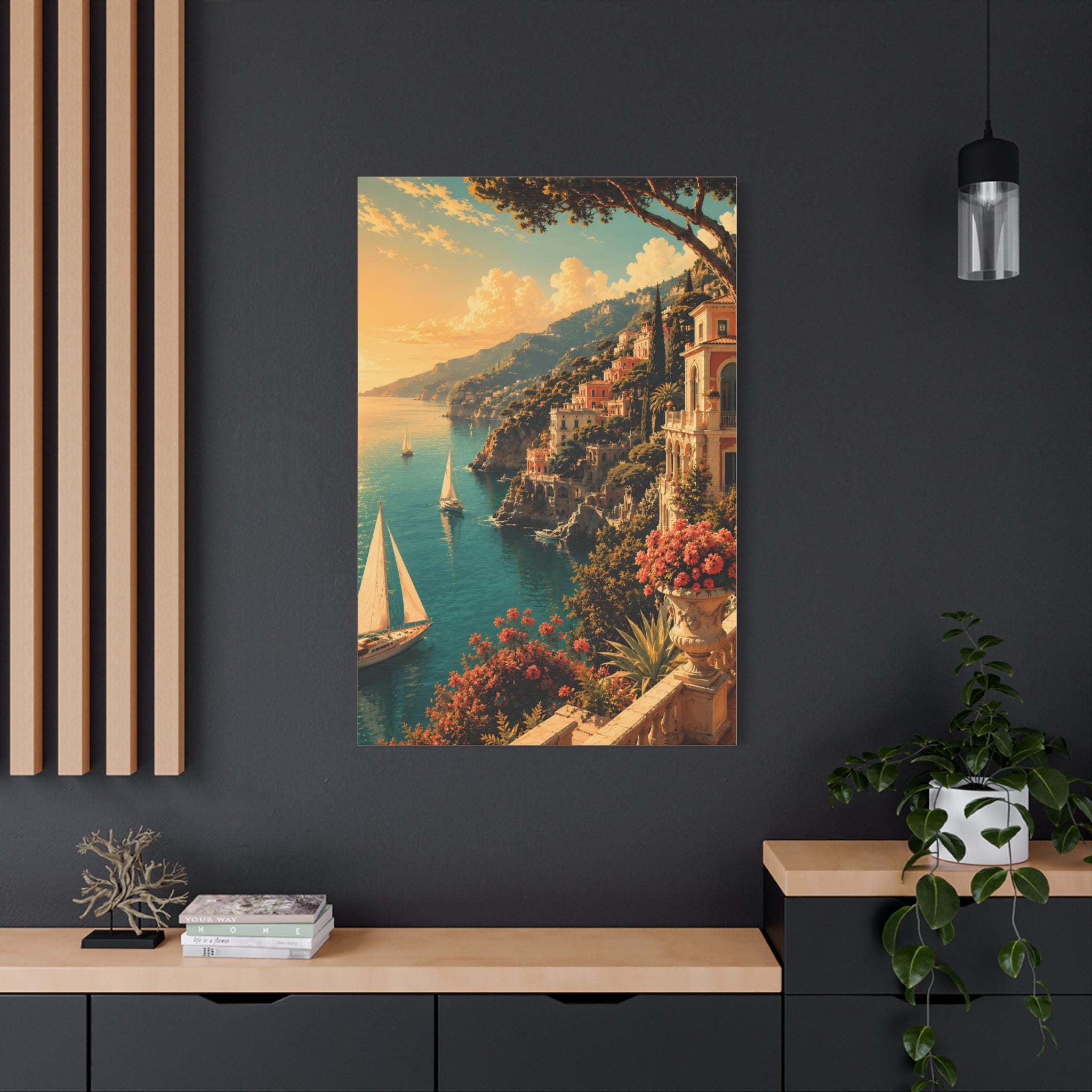 Mediterranean Coastal Sunset Matte Canvas