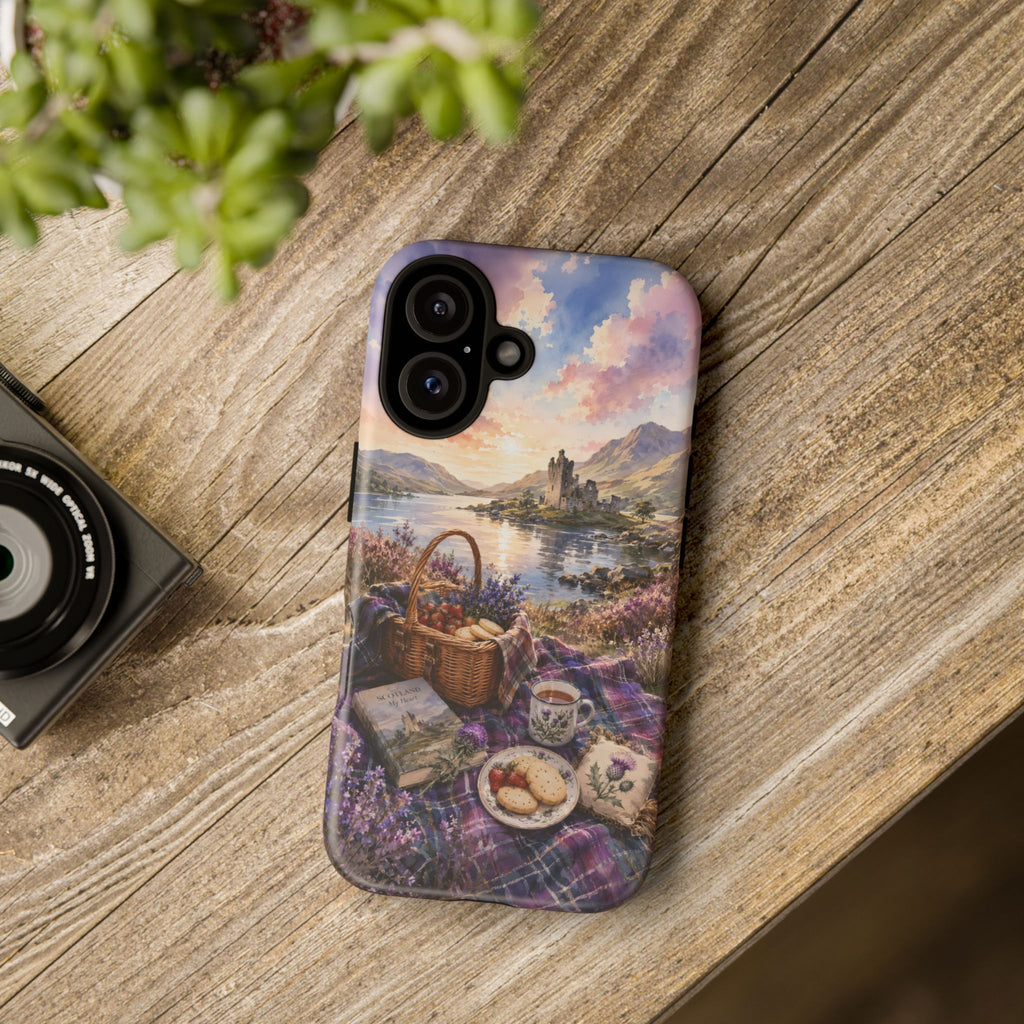 Highland Summer Picnic Phone Case – Scottish Castle & Thistle Art
