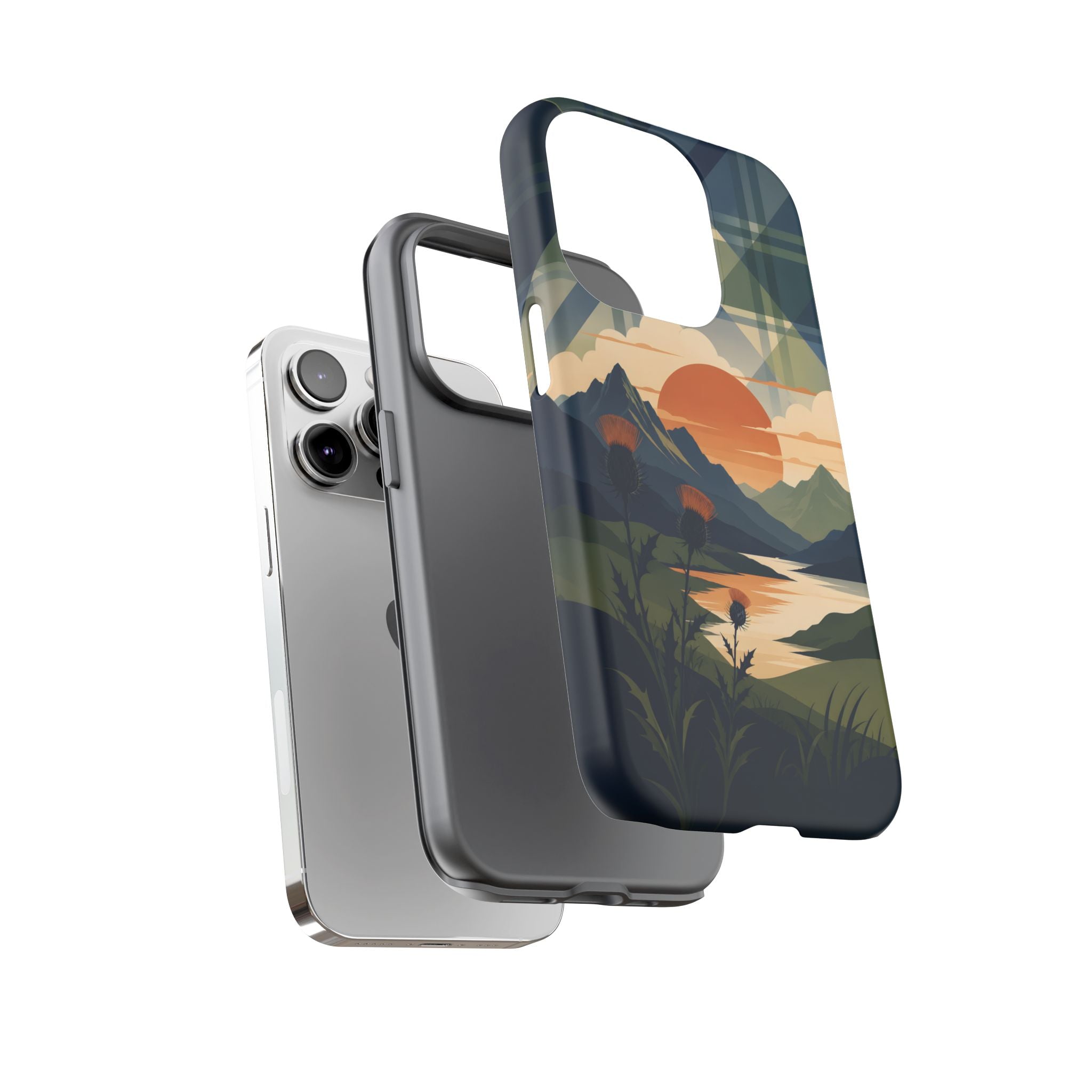 Highland Sunset Tartan Phone Case – Scottish Thistle Summer Festival Edition