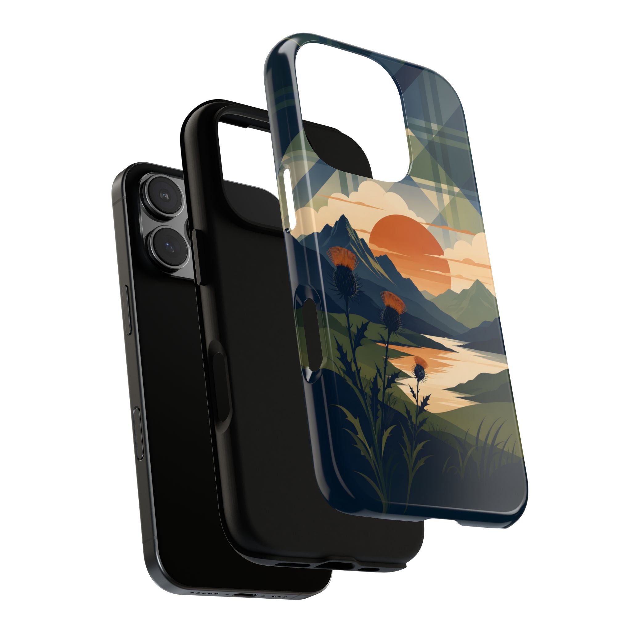 Highland Sunset Tartan Phone Case – Scottish Thistle Summer Festival Edition