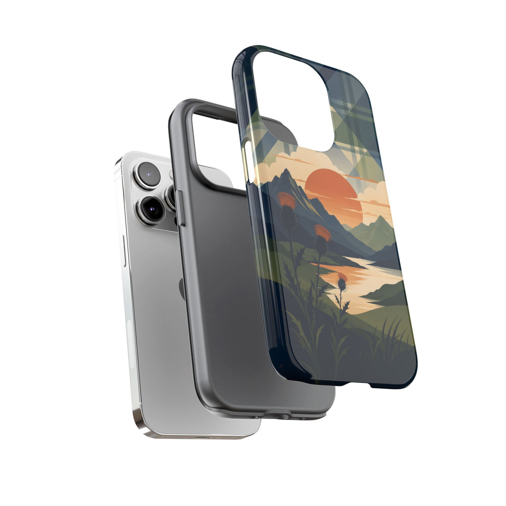 Highland Sunset Tartan Phone Case – Scottish Thistle Summer Festival Edition