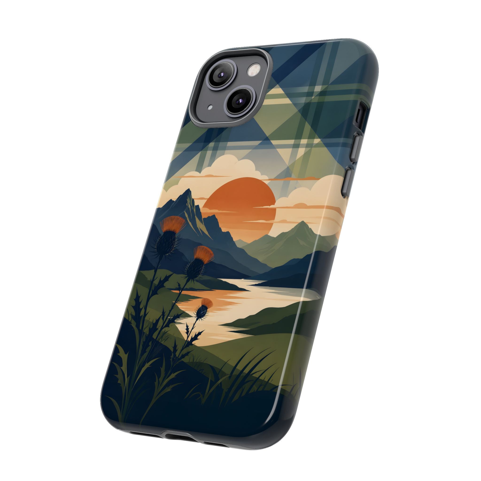 Highland Sunset Tartan Phone Case – Scottish Thistle Summer Festival Edition